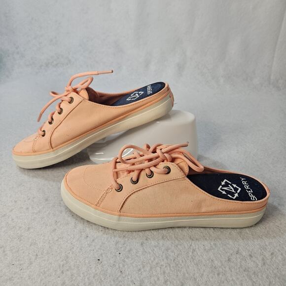 SPERRY Sz 6 Neon Orange Slip On Sneaker Nautical Preppy - Picture 2 of 5